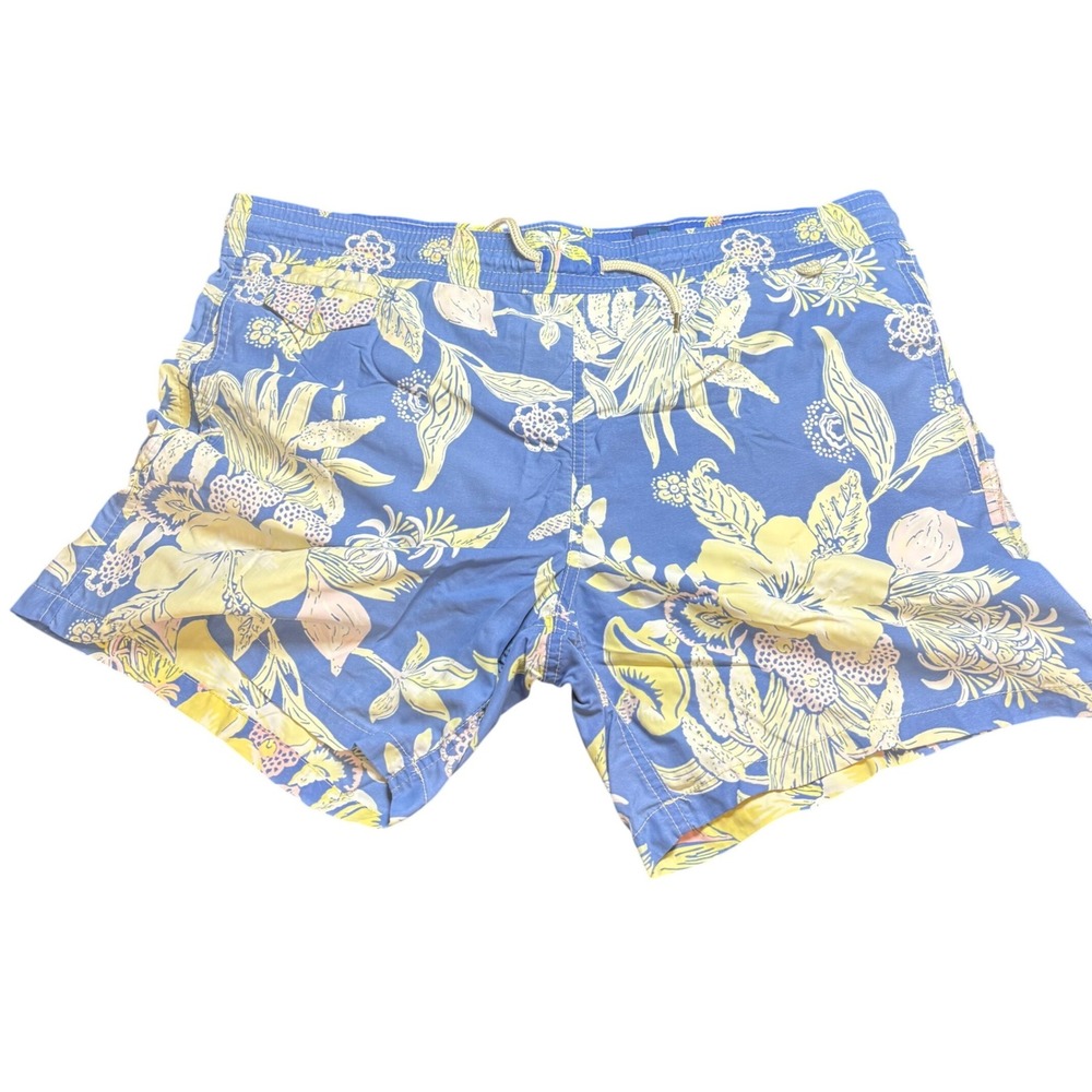 Polo Ralph Lauren Mens Blue Yellow Floral Hibiscus Swim‎ Trunks Size Medium 4667